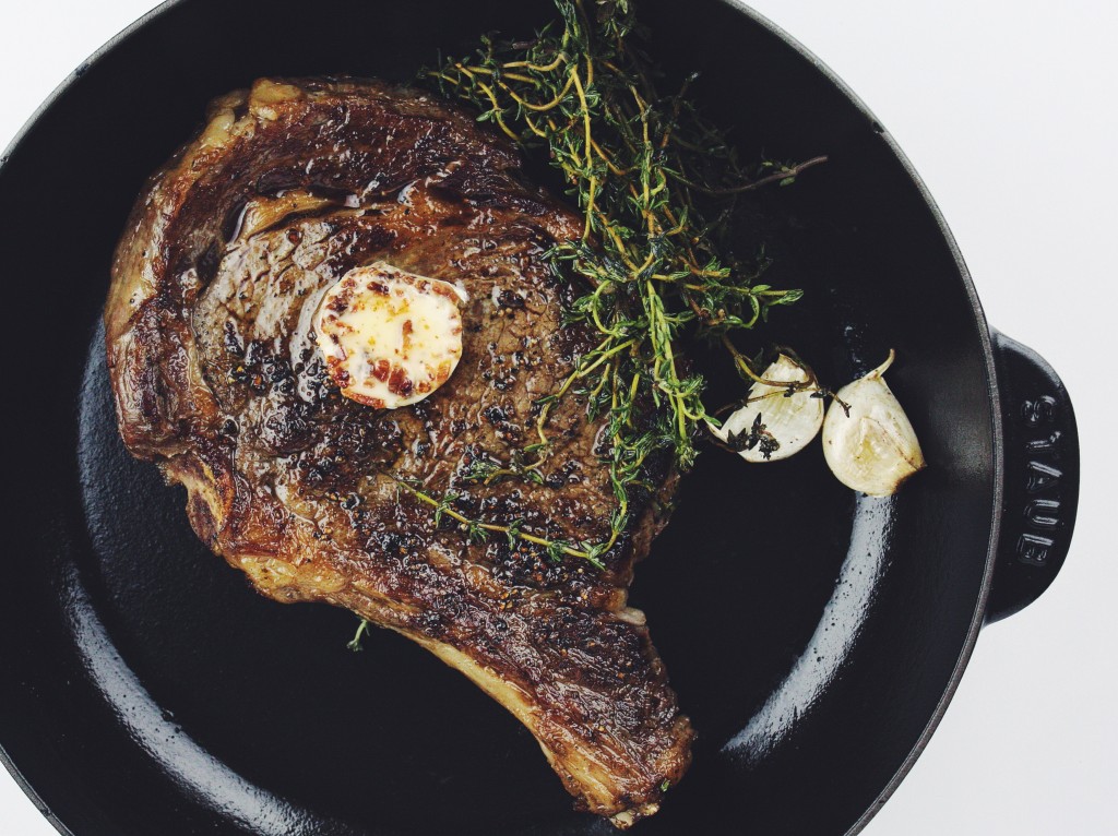 Steak with Candied Bacon Butter